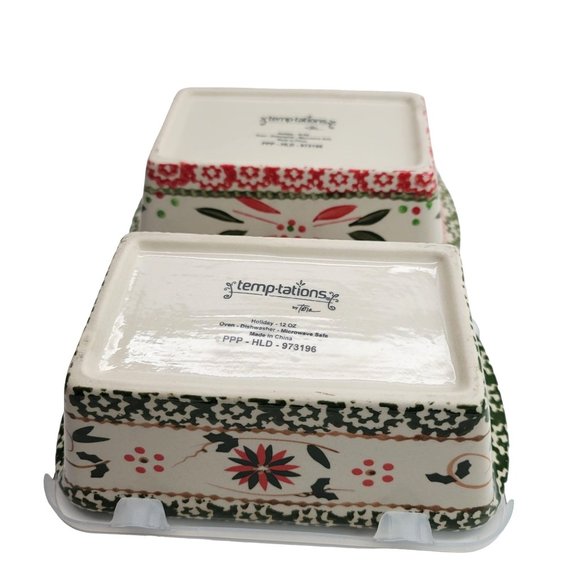 Temptations Holiday Baking Dishes Set 12 Oz Lidded by Tara PD22 - Picture 10 of 10